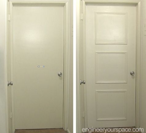 Easy door upgrade with moulding | Smart DIY Solutions for Renters Door Moulding, Door Molding, Door Upgrade, Home Upgrades, Renter Friendly, House Projects, Interior Doors, Diy Home Improvement, Barn Doors