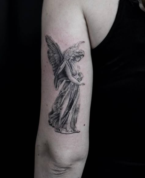 GUARDIAN ANGEL Guardian Angel Tattoo Sleeve, Gaurdian Angel Tattoo, Female Guardian Angel Tattoo, Angel Tattoo Sleeve, Tattoo Guardian Angel, Angel Tattoo For Women, Guardian Angel Tattoo Designs, Guardian Angel Tattoo, Statue Tattoo