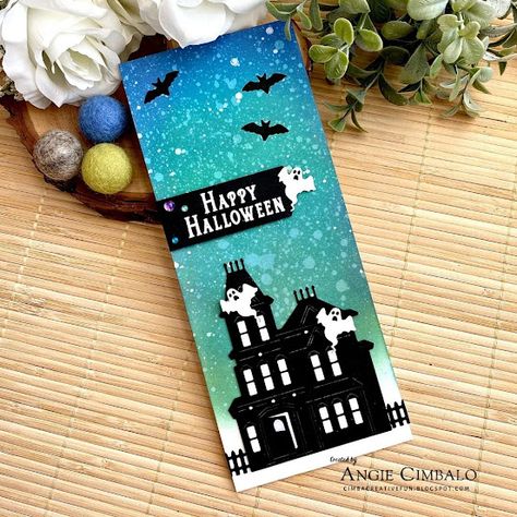 Hero Arts Haunted House Halloween Card Hero Arts Halloween Cards, Haunted House Cards, Neighborhood Houses, House Cards, Haunted House Halloween, Halloween Haunted House, Autumn Fairy, Inked Shop, Bone Folder