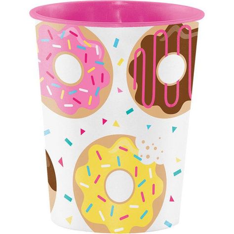 Donut Party Supplies - Girls Birthday Party Ideas | Birthday Express Donut Party Supplies, Party Favor Cups, Donut Party Favors, Plastic Party Cups, Birthday Donuts, Favor Cups, Donut Birthday Parties, Donut Party, Style Deco