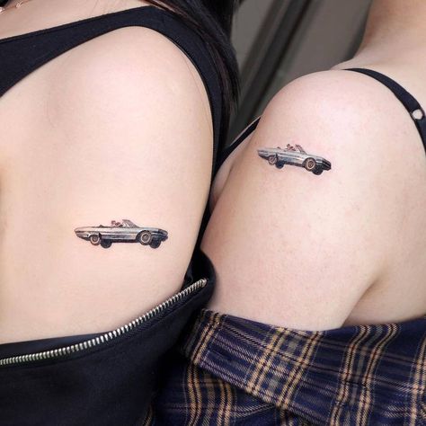 Unbelievable Cute And Meaningful Best Friend Tattoos   FAQ ★ Friends Tattoos with Cars Thelma And Louise Tattoo Friends Bff, Meaningful Best Friend Tattoos, Louise Tattoo, Best Friend Symbol Tattoo, Small Best Friend Tattoos, Cute Best Friend Tattoos, Related Tattoos, Thelma And Louise, Sister Tattoo Designs