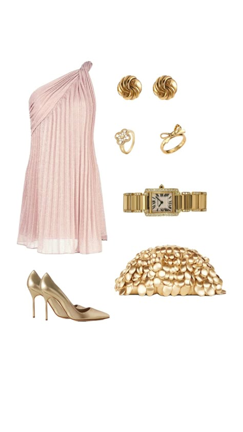 #outfitinpso #outfitidea #outfit #saksfithavenue #chanel #vancleefandarples #manoloblahnik #cultgaia #cartier #gold #pink #dorothyccroft Summer Dinner Party, Rush Outfits, Cartier Gold, Looks Party, Summer Dinner, Fancy Outfits, Lookbook Outfits, Looks Vintage, Polyvore Outfits