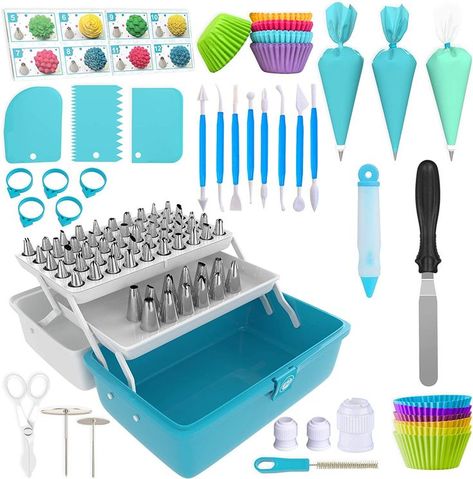 Piping Bags and Tips Set Cake Decorating Kit with 62 Piping Tips Cake Decorating Supplies with Frosting Tips and Bags Cupcake Decorating Kit Cookie Decorating Supplies Piping Tips Cake, Turntable Cake, Cake Nozzles, Cake Decorating Kit, Cookie Decorating Supplies, Princess Cupcake Toppers, Beautiful Cake Designs, Cake Kit, Frosting Tips