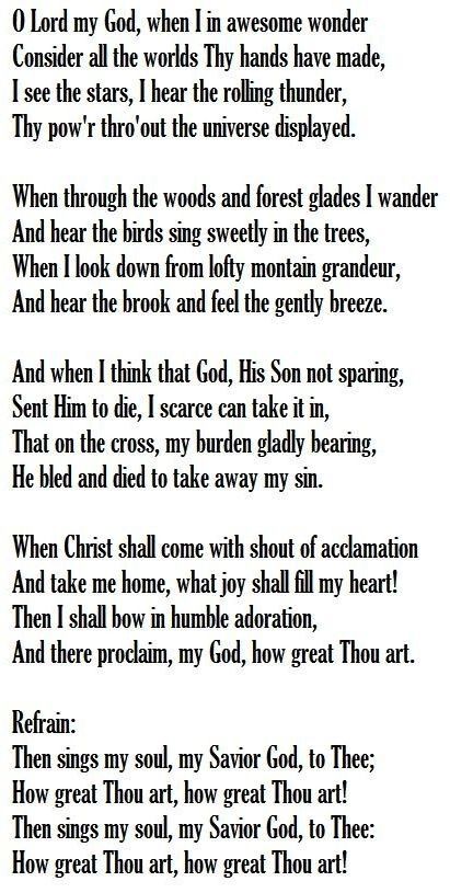 Then Sings My Soul My Savior God To Thee, How Great Thou Art Lyrics, How Great Thou Art, Gospel Lyrics, This Is Gospel Lyrics, Art Lyrics, Gospel Song Lyrics, Hymn Sheet Music, Hymn Music