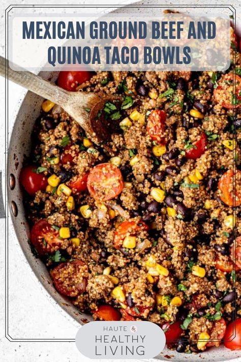 Quinoa And Meat Recipes, Mexican Quinoa Soup, Quinoa Taco Skillet, Quinoa Taco Casserole, Ground Beef Quinoa Recipes, Ground Beef Quinoa Bowl, Quinoa And Beef Recipes, Quinoa Taco Salad, Beef Quinoa Soup