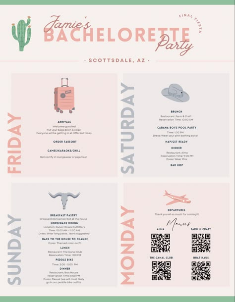 Bachelorette Trip Checklist, Athletic Bachelorette Party, 3 Day Bachelorette Weekend, Bachlorette Party Destination, Bacherlotte Trip Ideas, Bachelorette Event Ideas, Things To Do Bachelorette Party, Planning Bachelorette Party Checklist, Bachellorette Games