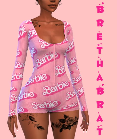 BACKWOODZ, BAPE + BARBIE ONESIE | Patreon Barbie Onesie, Sims 4 Recolors, Different Body Sizes, Sims 4 Tsr, Sims 4 Traits, The Sims 4 Skin, Sims 4 Cc Kids Clothing, The Sims 4 Pc, Play Sims 4