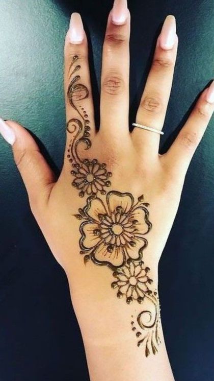 Tattoo Hand Flower, Palm Henna Designs Simple, Eid Special Mehndi Design, Mehndi Design Back Hand, White Henna Tattoo, Eid Henna Designs, Stylish Mehndi Design, Henna Designs Back, Hand Henna Designs