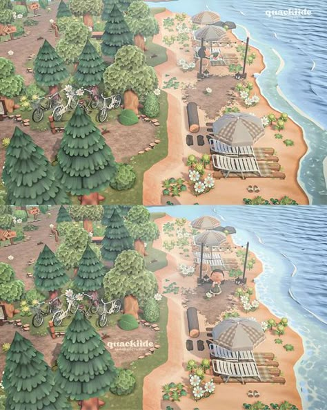 Cottagecore Beach Animal Crossing, Acnh Near Beach Ideas, Acnh Beach Terraforming, Acnh Shell Fountain Ideas, Acnh Small Cliff Ideas, Redds Beach Ideas Acnh, Acnh Boardwalk Code, Acnh Island Designs Beach, Acnh Beach House Exterior Ideas