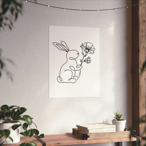 Easter Bunny Wall Decor, Custom Flower based on birth month, for Easter, Mother's Day, Birthday gift, Simple Decor and Wall Art Based On Birth Month, Bunny Wall Decor, Bunny Custom, Easter Wall Art, Simple Wall Decor, Van Nuys, Birth Month, Simple Decor, Custom Canvas