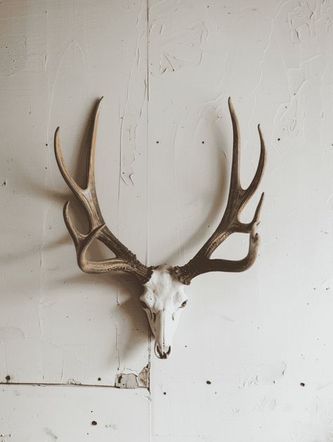 25 Rustic Decor Ideas for a Homely Vibe Bull Horns Wall Decor, Rustic Vogue, Antler Shelf, Vogue Decor, Unique Rustic Decor, Mounted Antlers, Antler Wall Decor, Alpine Home, Deer Antler Decor