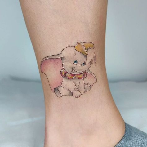 19. Little Dumbo Disney Dumbo Tattoo, Disney Dumbo Art, Dumbo Tattoo, Dumbest Tattoos, Elephant Tattoo Ideas, Beachy Tattoos, Elephant Outline, Baby Dumbo, Abstract Tattoo Designs