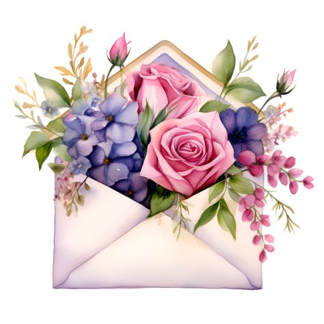 AI generated Envelope Flower Bouquet Watercolor Clipart Envelope Flowers, Flower Bouquet Watercolor, Birthday Tree, Bouquet Watercolor, Vintage Flower Prints, Sympathy Flowers, Flowers Rose, Craft Artists, Beautiful Rose Flowers