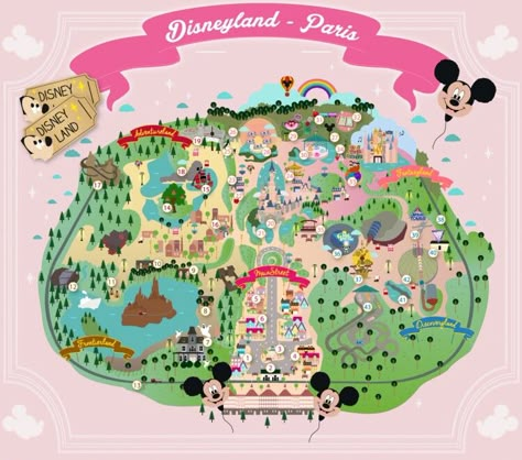 Disneyland Map, Deco Disney, Disney Doodles, Scrapbook Disney, Paris Illustration, Train Table, Disney Paris, Pin Ideas, Disney Posters