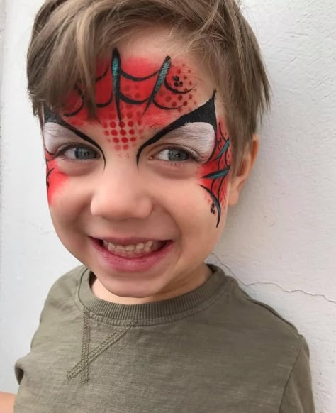 Easy Boy Face Paint, Easy Spiderman Face Paint, Iron Man Face Paint, Spider Man Face Paint, Face Painting Halloween Kids, Superhero Face Painting, Face Painting Unicorn, Easy Face Painting Designs, Animal Face Paintings