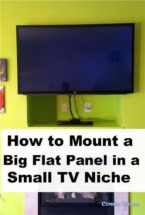 How to Mount a Big Flat Screen TV in a Small Over the Fireplace TV Niche #hometheater #tips #ideas #livingroom #fireplace #homedecor Tv Nook Makeover, Tv Niche, Tv Nook, Fake Walls, Flat Screen Tv Stand, Tv Over Fireplace, Small Tv, Panel Tv, Big Tv