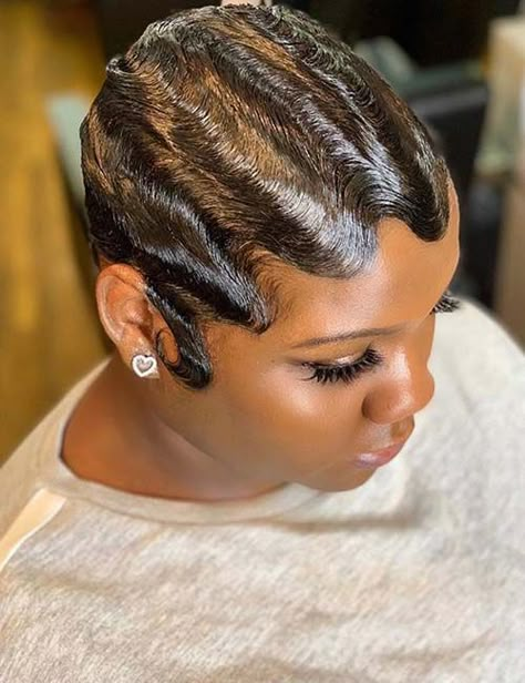 20 Suave Finger Wave Styles You Will Love Short Finger Waves, Finger Waves Natural Hair, Waves Natural Hair, Finger Wave Hairstyle, Finger Waves Short Hair, Waves Haircut, Finger Wave Hair, Long Hair Waves, Wave Hairstyle