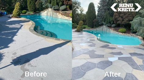 How much does it cost to resurface a concrete pool deck? Resurface Pool Deck Concrete, Paint Concrete Around Pool, Concrete Coatings Pool Decks, Pool Concrete Resurfacing, Concrete Pool Deck Resurfacing Ideas, Pool Deck Paint Ideas Concrete, Pool Concrete Deck Ideas, Pool Deck Resurfacing Ideas, Concrete Pool Deck Ideas