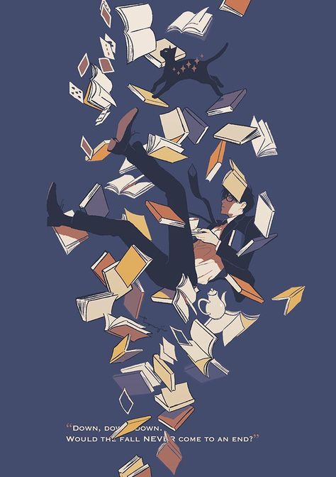 Books Falling Drawing, Books Falling, Japon Illustration, 판타지 아트, 영감을 주는 캐릭터, Art Aesthetic, Anime Scenery, Cartoon Art Styles, 그림 그리기