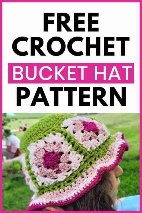 Crochet Granny Square Bucket Hat Pattern Free Granny Square Bucket Hat Pattern, Bucket Hat Pattern Free, Bucket Hat Crochet Pattern, Granny Square Bucket Hat, Start Crochet, Granny Square Pattern Free, 2023 Crochet, Bucket Hat Crochet, Crochet Summer Hats