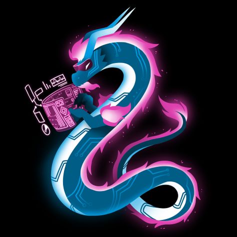 Cyberpunk Dragon, Dragon Room, Rock Dragon, Black Cyberpunk, Tee Turtle, Dragon Funny, Nerdy Shirts, Cute Animal Drawings Kawaii, Dragon Pictures