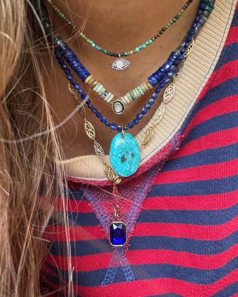 ❤️POLKI EYES, ROYAL TURQUOISE, et MARCEL❤️ Turquoise Necklace Outfit, Necklace Outfit, Lucky Blue, Turquoise Necklace, Turquoise, Quick Saves