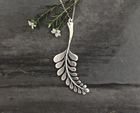 Leaf Jewellery, Fern Necklace, Silversmithing Jewelry, Oxidised Silver Jewelry, Silver Fern, Jewellery Silver, Writing Gifts, Leaf Jewelry, Hand Written