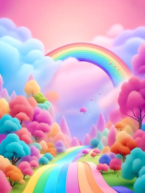 Rainbow Cartoon Images, Wallpaper Backgrounds Unicorn, Rainbow Wallpaper Backgrounds, Rainbow Story, Holographic Wallpapers, Unicorn Wallpaper Cute, Rainbow Backdrop, Rainbow Drawing, 3d Rainbow