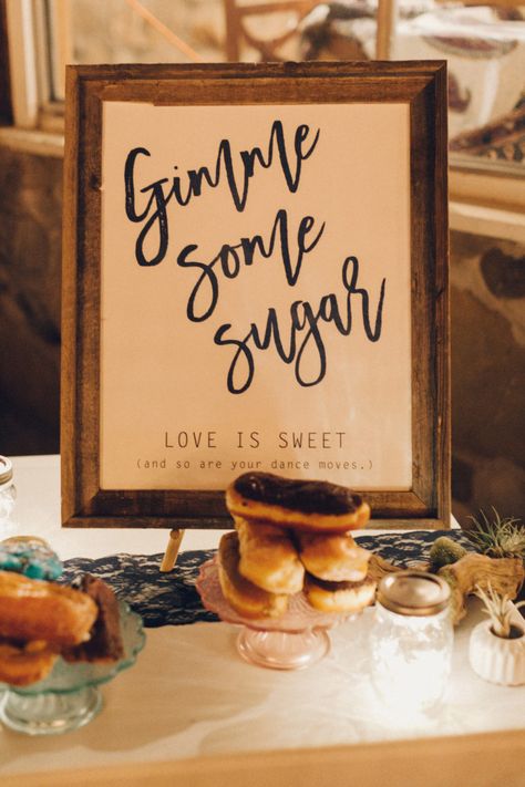 Gimme some sugar dessert sign Mugs Clay, Dessert Wedding, Gimme Some Sugar, Ojai Wedding, Dessert Table Sign, Cookie Table, Wedding Sweets, Wedding Dessert Table, Slab Pottery