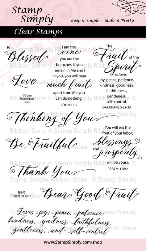 Stamp Simply > Stamp Simply Clear Stamps > Stamp Simply Clear Stamps - Fruit of the Spirit Fruit Images, Psalm 128, Ribbon Store, John 15 5, The Fruit Of The Spirit, Stamp Catalogue, Fruits Images, Answering Questions, Acrylic Stamp