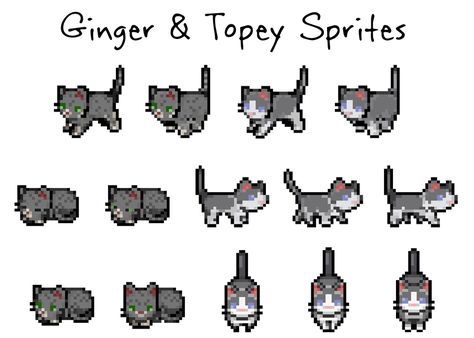 Tile Sets Pixel Art, Sprite Sheet, Pixel Cat, Pixel Animation, Kitty Games, Pixel Art Games, Pixel Art Design, Cat Walk, Stardew Valley