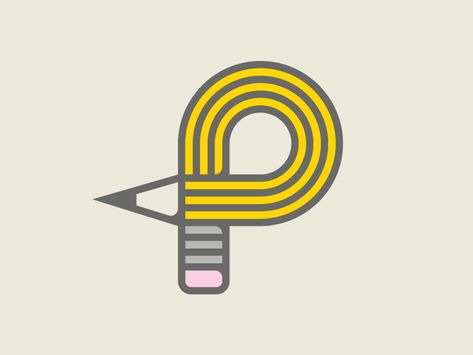 Letter P Logo Design, Allan Peters, Illustrated Letters, Pencil Icon, Letter P Logo, Puzzle Logo, P Logo Design, Writing Icon, P Logo