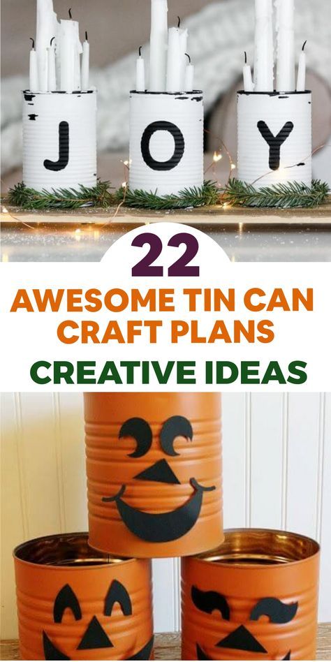 Discover the boundless creativity of turning ordinary tin cans into extraordinary works of art with these innovative craft inspirations. Brighten up your surroundings with an enchanting lantern crafted by perforating decorative patterns onto a tin can and placing a tea light within for a warm glow at alfresco events or tranquil evenings at home. Crafts With Tin Cans Projects, Crafts With Aluminum Cans, Halloween Tin Can Crafts, Tin Can Pumpkins, Can Decorating Ideas Tin, Tin Can Crafts Diy, Tin Can Lights, Coffee Can Crafts, Pop Can Crafts