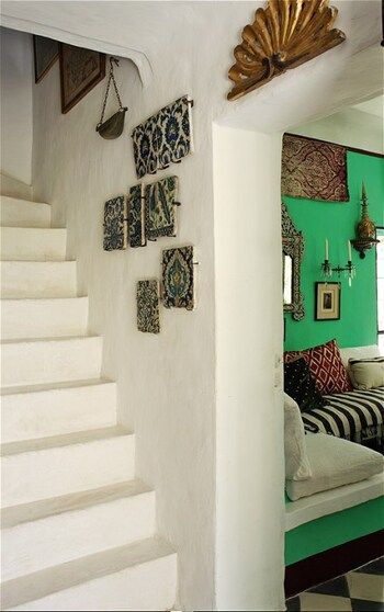 Interiors: a 19th-century Moorish villa – in Provence Moorish Interior, Moroccan Riad, Moorish Design, Moroccan Homes, Green Walls, French Interior, Green Rooms, Indian Summer, World Of Interiors