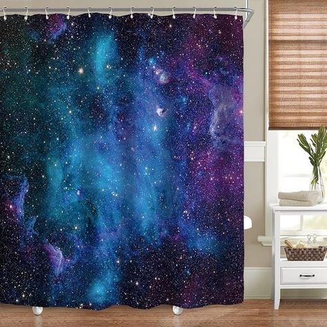 Amazon.com: Riyidecor Galaxy Boys Outer Space Shower Curtain for Bathroom Decor 60Wx72H Starry Kids Trippy Nebula Universe Planet Magical Fantasy Cool Art Printed Fabric Polyester Waterproof 12 Pack Plastic Hooks : Home & Kitchen Space Themed Bathroom, Space Pattern, Plastic Shower, Galaxy Theme, Shower Hooks, Blue Space, Plastic Hooks, Curtain Sets, Shower Curtain Sets