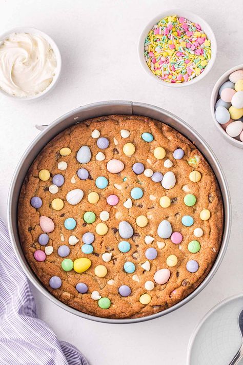 baked easter cookie cake Easter Cookie Cake, Chocolate Chip Cookie Mix, Easter Cookie, Easter Baking, Cookie Mix, Easter Dessert, Easter Cookies, Cookie Cake, Chocolate Chip Cookie