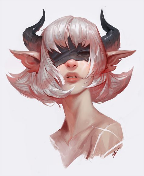 ArtStation - Demon Girl, Dave Greco Picasso Portraits, Demon Girl, Demon Art, Wow Art, Dessin Adorable, Digital Artists, Digital Portrait, Character Portraits, A Drawing