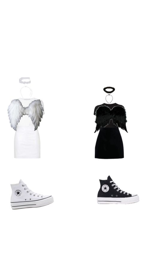 Devil And Angel, Trio Halloween Costumes, Angel Costume, Halloween Costumes, Angel, Halloween