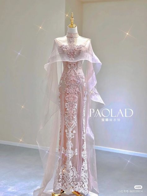 Anime Formal Dress, Ballgown Dresses Princess, Long Gown With Sleeves, Fantasy Gowns Queens Fairytale, 1400s Dresses, Wisuda Dress, Dress Pengantin, Asian Dresses, Dress Pesta