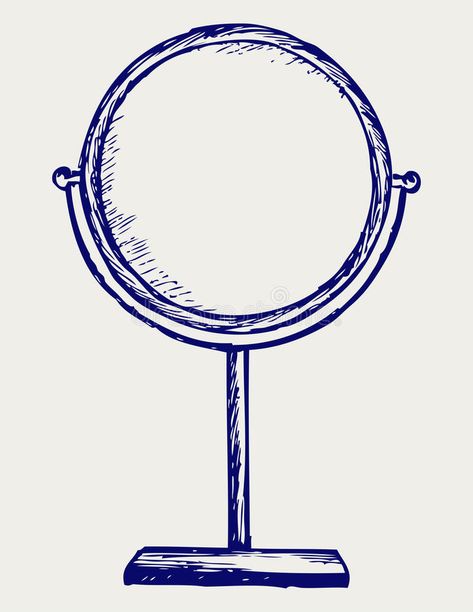 Makeup mirror. Doodle style stock illustration Mirror Doodle, Mirror Sketch, Mirror Illustration, Mirror Drawings, Inspiration Poster, Doodle Style, About Makeup, Vector Sketch, Illustration Style