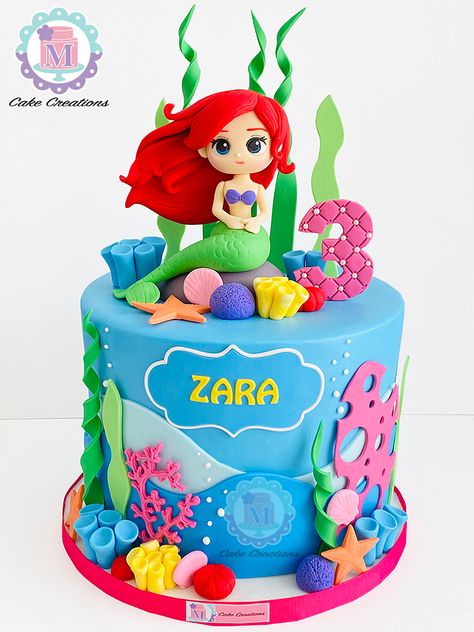 Fondant Theme Cake Ideas, Cake Ariel Mermaid, Mermaid Cake Fondant, Ariel The Little Mermaid Birthday Party, Ariel Birthday Party Cake, Ariel Cake Design, Little Mermaid Cake Ideas, Ariel Cake Ideas, Ariel Mermaid Cake