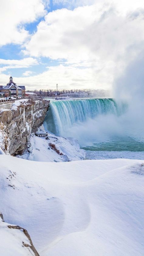 Frozen Niagara Falls. Village Aesthetic, Canada Snow, Snow Travel, Waterfall Wallpaper, Lancaster County Pennsylvania, Wall Art Photography, Iphone Wallpaper Fall, Lancaster County, Image Name