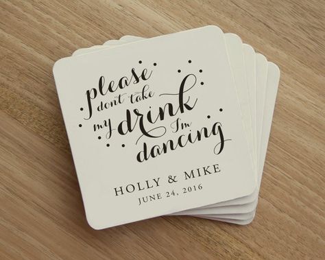 Why Every Wedding Needs These Coasters | Emmaline Bride® | Bloglovin’ Wedding Drink Coasters, Glow Stick Wedding, Party Favor Wedding, Wedding Coasters Favors, Trendy Wedding Favors, Wedding Day Checklist, Eat Drink And Be Married, Wedding Favors And Gifts, Bar Coasters