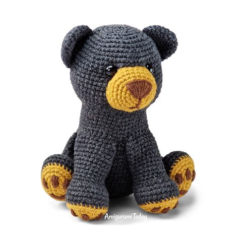 Crocheted Bears Free Pattern, Crochet Black Bear Pattern Free, Black Bear Crochet, Crochet Bear Pattern Free, Bear Crochet Pattern Free, Teddy Bear Ideas, Toys Quotes, Baby Amigurumi, Bear Ideas