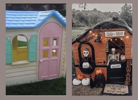 Redo Playhouse, Halloween Playhouse, Christmas Playhouse, Skeleton Scenes, Playhouse Diy, Halloween Diy Kids, Halloween Tips, Halloween Starbucks, Vendor Ideas