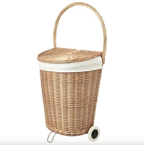 This New IKEA Collection Offers the Most Beautiful Storage Laundry Basket Wheels, Tolkning Ikea, Cute Laundry Basket, Laundry Basket On Wheels, Drying Room, Lid Storage, Natural Fibres, Laundry Hamper, Household Supplies