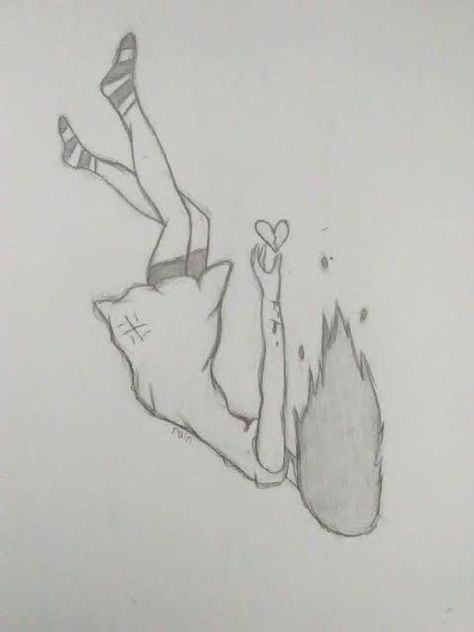 Falling Drawing, People Falling, Hipster Drawings, Person Drawing, Art Drawings Sketches Pencil, Falling From The Sky, Cute Doodles Drawings, Sketch Inspiration, Pencil Art Drawings