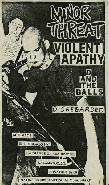 MINOR THREAT, VIOLENT APATHY, D & the BALLS and DISREGARDED. Minor Threat Poster, Minor Threat Band, Punk Movie Poster, Poison Poster Band, 80s Nyc, Punk Visual Art, Punk Bands Posters, Punk Flyers 80s, Punk Posters