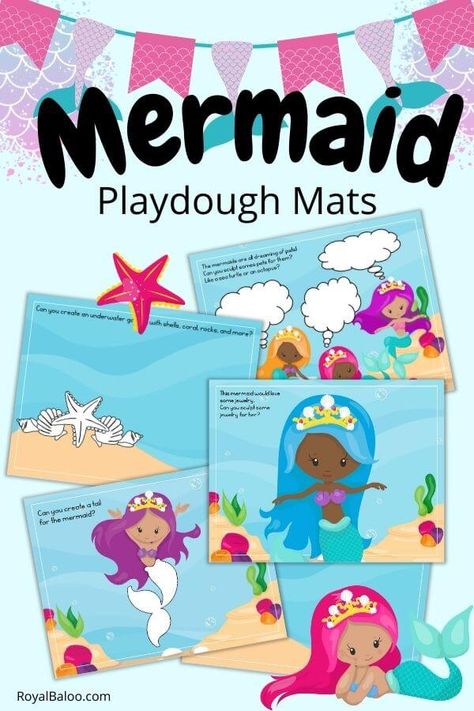 Mermaid Activities For Toddlers, Mermaid Preschool Activities, Mermaids Preschool, Mermaid Playdough, Daycare Inspiration, Playdoh Mats, Mermaid Summer, Trip Activities, Dough Ideas