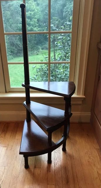 Spiral Library Step Ladder, Library Steps, Dining Room Library, Room Items, Room Library, Vintage Library, Long Walls, Step Ladder, Antique Books